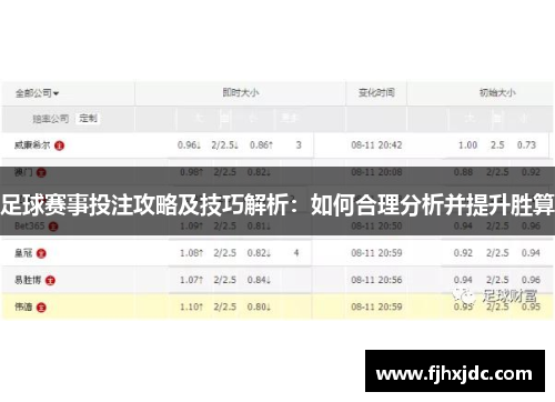 足球赛事投注攻略及技巧解析：如何合理分析并提升胜算